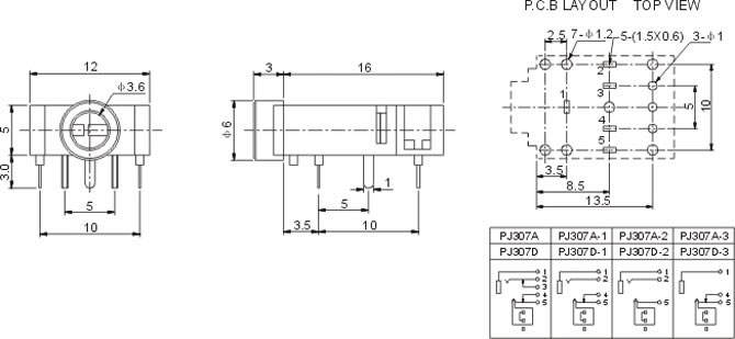 耳機(jī)插座PJ307A